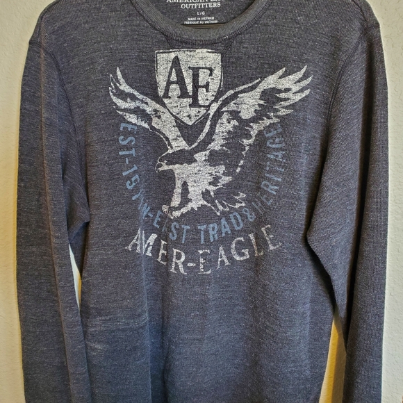 Men's LG American Eagle Henley in Charcoal Gray - Picture 4 of 9